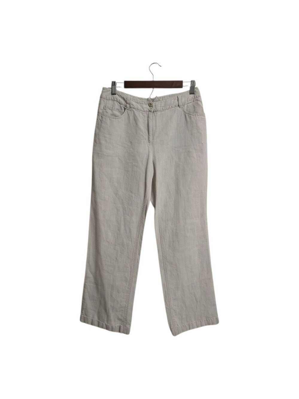 Eileen Fisher Mid-Rise Lightweight Linen Straight Leg Ankle Pants Sz S